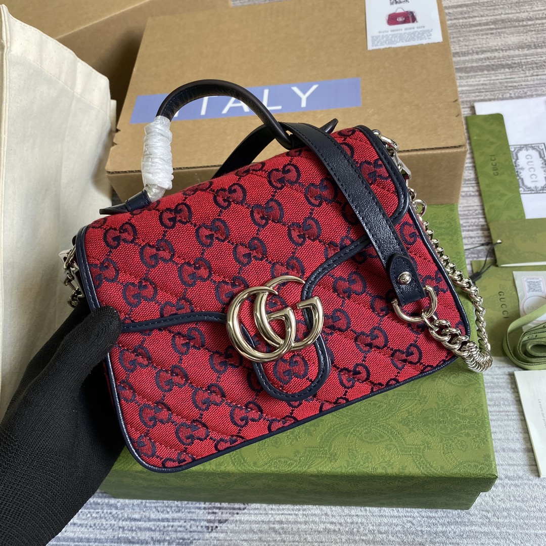 Gucci GG Marmont Mini Top Handle Bag Shoulder Bag 583571 Red